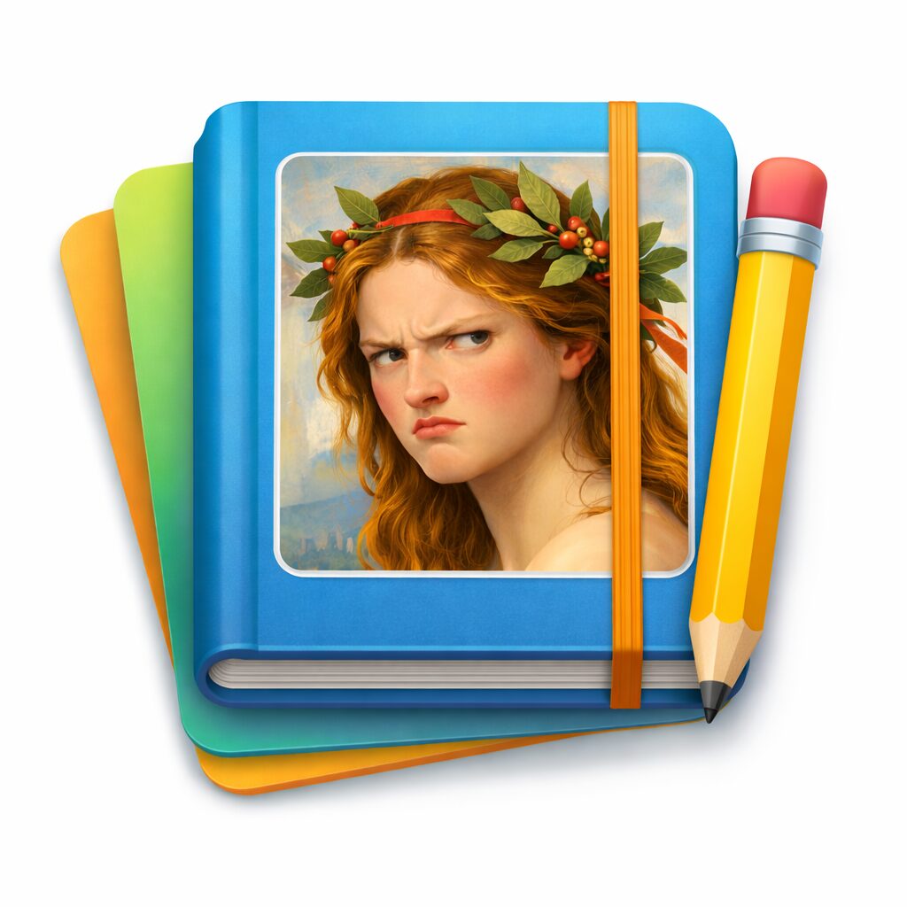 The ReMuse Notebook Icon feature The Recalcitrant Muse giving "The Look".